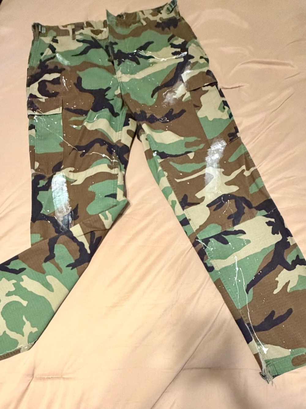 Shop Babes Vintage Camo Flare Paint Pants Army Green L Tall Like New